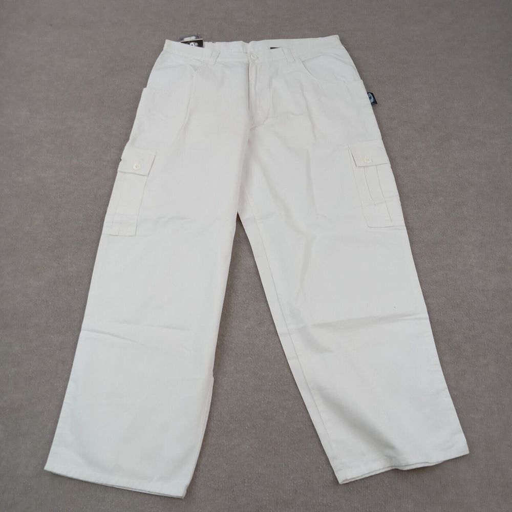 Vintage Interstate Cargo Pants Mens 40 (38x33 Actual) White Baggy Wide Leg 90s